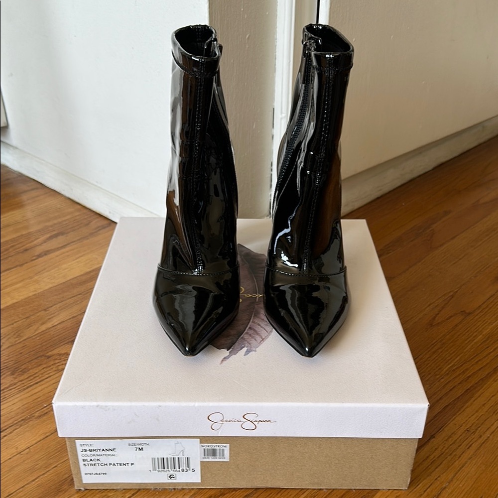 Jessica Simpson Briyanne Black Patent Leather Ankle Boot